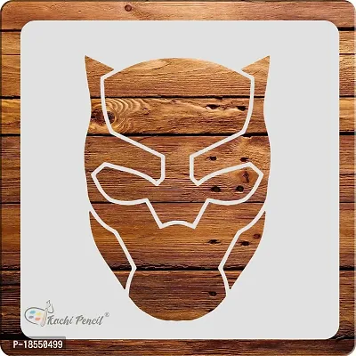 Kachi Pencil Black Panther Stencils for Art and Craft Painting, Size 6 x 6 inch Reusable Stencil for Painting, Fabric, Glass, Wall Painting, and Craft Painting