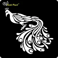 Kachi Pencil Peacock Design Art Craft Stencil for Art and Painting, Size 6x6 inch Reusable Stencil for Painting, Fabric, Glass, Wall Painting, and Craft Painting-thumb1