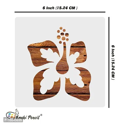 Kachi Pencil Hibiscus Flower Stencils for Art and Craft Painting, Size 6 x 6 inch Reusable Stencil for Painting, Fabric, Glass, Wall Painting, and Craft Painting-thumb5