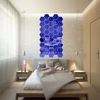 Spectro 40 Hexagon Mirror Wall Stickers, Mirror Stickers for Wall with 10 Butterflies Color : Blue-thumb2