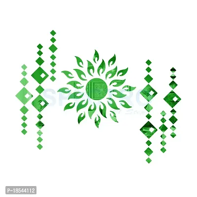 Spectro Sun with Diamond Shape Mirror Stickers for Wall, Acrylic Mirror Wall Decor Sticker, Wall Mirror Stickers, 3D Sticker Wall Stickers for Hall Room, Bed Room, Kitchen. Color : Green