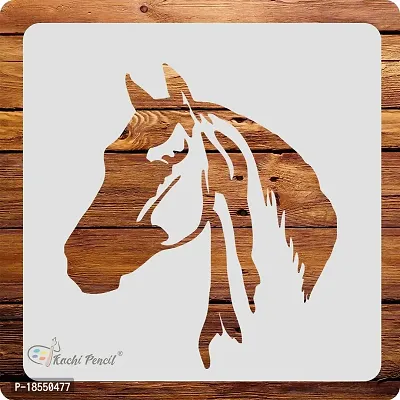 Kachi Pencil Horse Stencils for Art and Craft Painting, Size 6x6 inch Reusable Stencil for Painting, Fabric, Glass, Wall Painting, and Craft Painting-thumb0