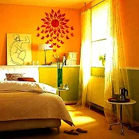 Spectro Sun with 20 Butterfly (Sun Size 45 cm x 45 cm), Mirror Stickers for Wall, 3D Acrylic Mirror Wall Stickers for Home  Office, Bedroom, Living Room, Wall, Ceiling. Color : Orange-thumb3