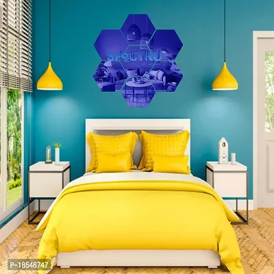 Spectro 7 Hexagon, Mirror Stickers for Wall, Hexagon Mirror Wall Stickers, Acrylic Mirror Wall Decor Sticker (Silver, Each Hexagon Size 121 Cm X 105-thumb4