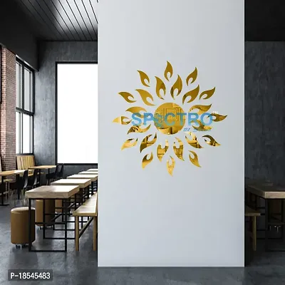 Spectro Sun (Large Size 2 Feet), Mirror Stickers for Wall, Acrylic Mirror Wall Decor Sticker, Wall Mirror Stickers, Wall Stickers for Hall Room, Bed Room, Kitchen. Color : Golden-thumb2