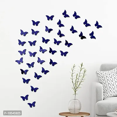 Spectro 40 Cut Butterfly Golden, Mirror Stickers for Wall, Wall Mirror Stickers, Wall Stickers for Hall Room, Bed Room, Kitchen.