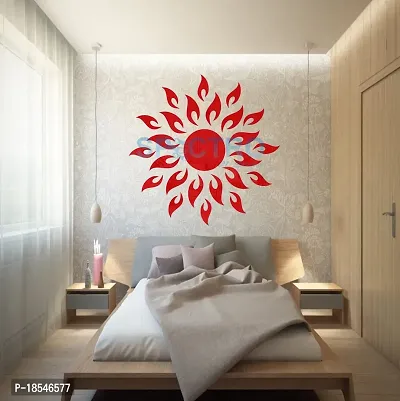 Spectro Sun (Large Size 2 Feet), Mirror Stickers for Wall, Acrylic Mirror Wall Decor Sticker, Wall Mirror Stickers, Wall Stickers for Hall Room, Bed Room, Kitchen. Color : Red-thumb3