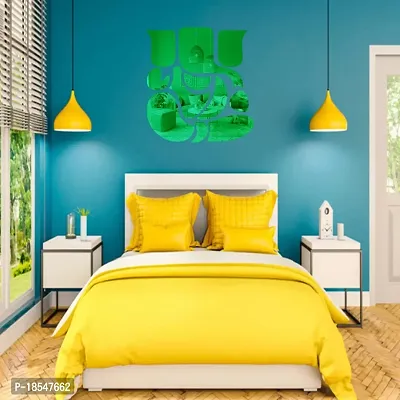 Spectro Ganesha (Size 23 cm x 25 cm), Mirror Stickers for Wall, Acrylic Mirror Wall Decor Sticker, Wall Mirror Stickers, Acrylic Stickers, Wall Stickers for Hall Room, Bed Room, Kitchen. Color : Green-thumb4
