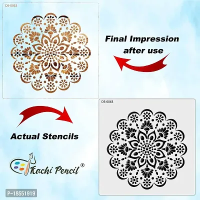 Kachi Pencil Mandala Art Design Craft Stencil for Art and Painting, Size 6x6 inch Reusable Stencil for Painting, Fabric, Glass, Wall Painting, and Craft Painting-thumb4