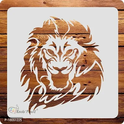 Kachi Pencil Lion Art Craft Stencil for Art and Painting, Size 6x6 inch Reusable Stencil for Painting, Fabric, Glass, Wall Painting, and Craft Painting