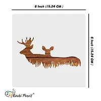 Kachi Pencil Deer Craft Stencil for Art and Painting, Size 6 x 6 inch Reusable Stencil for Painting, Fabric, Glass, Wall Painting, and Craft Painting, Kids DIY Project-thumb1