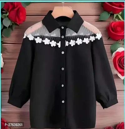 Trendy Black Crepe Shirt Style Top For Women