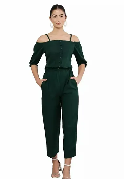 Stylish Crepe Solid Jumpsuit For Women