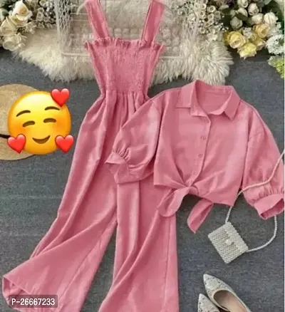 Stylish Pink Crepe Jumpsuit For Women