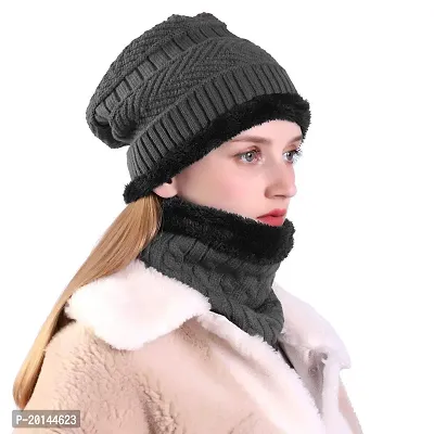 Fashionable Premium Quality Beanie Cap With Neck Warmer-thumb0