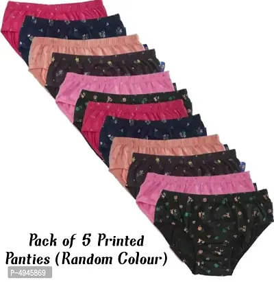 Women printed panty pack of 5 (Random colour)