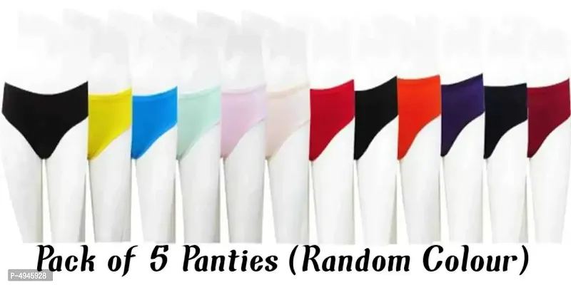 Women Solid Panty Pack of 5 (Random colour)-thumb0