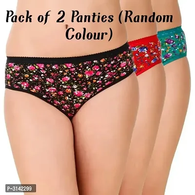 WOMEN COTTON SPANDEX PRINTED BRIEFS PACK OF 2-thumb0