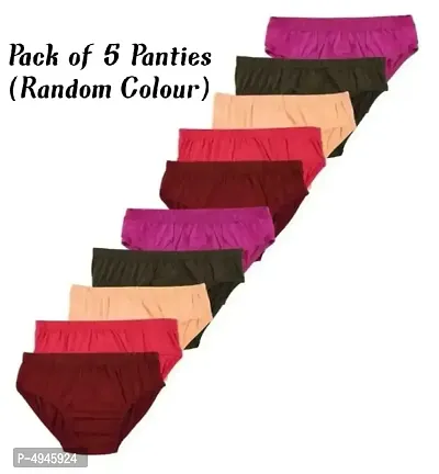 Women solid panty pack of 5 (Random colour)-thumb0