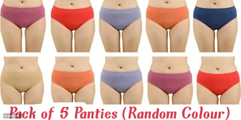 Women solid panty pack of 5 (Random colour)