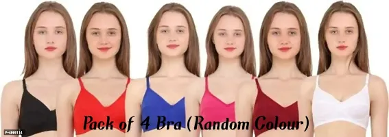 Multicoloured Cotton Spandex Solid Bras For Women