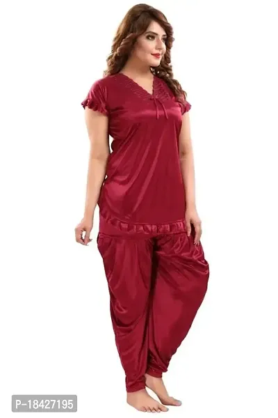 Nightsuits For Women/Patiala Solid Night Suit Set For Women/Dhoti Night Suit Set For Women-thumb2