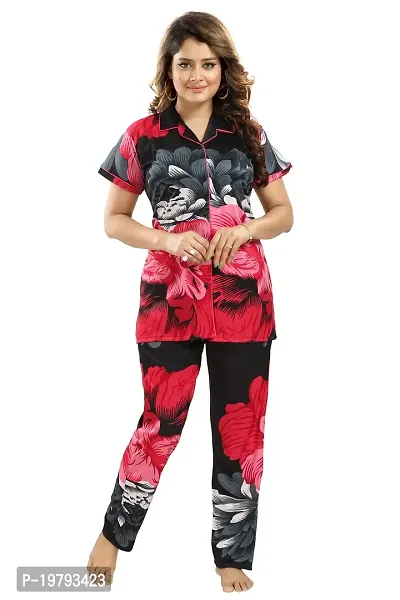 Women Floral Print Sarina Nigthsuit Set/Top Pyjama Set-thumb3