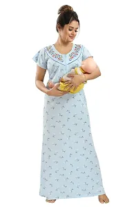 Hosiery Floral Embroidery Feeding/Maternity Nighty/Night Gown For Women-thumb2