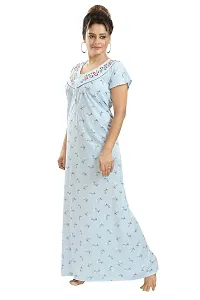 Hosiery Floral Embroidery Feeding/Maternity Nighty/Night Gown For Women-thumb3