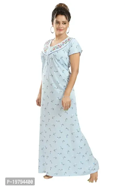 Hosiery Floral Embroidery Feeding/Maternity Nighty/Night Gown For Women-thumb4