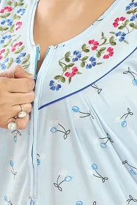 Hosiery Floral Embroidery Feeding/Maternity Nighty/Night Gown For Women-thumb4