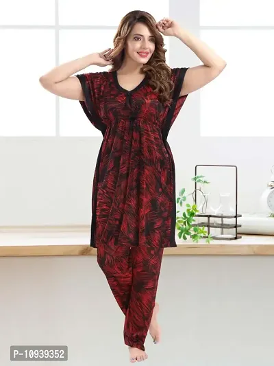 Veshvilla Long Printed Kaftan Nightsuit (Grass)