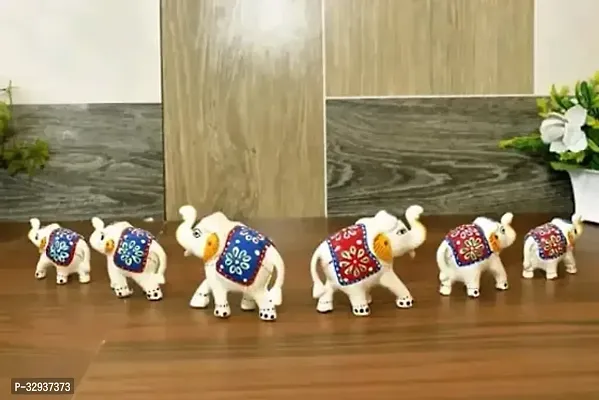 Handmade Elephant Statue for Living Room Decor and Gift Decorative Showpiece Pack of 6 Pieces  8 cm