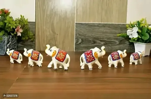 Handmade Elephant Statue for Living Room Decor and Gift Decorative Showpiece Pack of 6 Pieces  8 cm