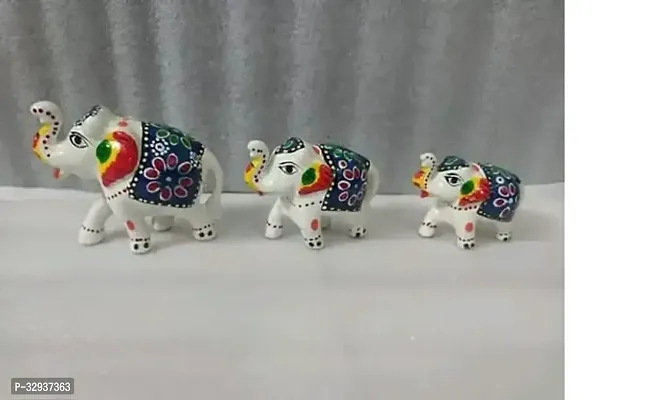 Handmade Elephant Statue for Living Room Decor and Gift Decorative Showpiece Pack of 3 Pieces  8 cm