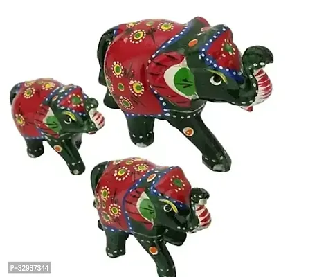 Handmade Elephant Statue for Living Room Decor and Gift Decorative Showpiece Pack of 3 Pieces  8 cm