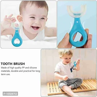 U Shaped Toothbrush for Kids, 2-6 Years Kids Baby Infant Toothbrush, Food Grade Ultra Soft Silicone Brush Head, Whole Mouth Cleaning Toolnbsp;pack of 2