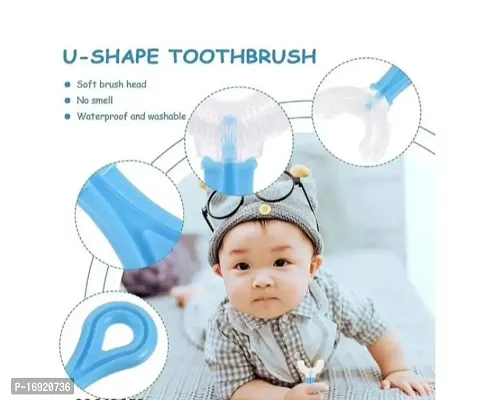 U Shaped Toothbrush for Kids, 2-6 Years Kids Baby Infant Toothbrush, Food Grade Ultra Soft Silicone Brush Head, Whole Mouth Cleaning Toolnbsp;pack of 2