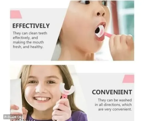 U Shaped Toothbrush for Kids, 2-6 Years Kids Baby Infant Toothbrush, Food Grade Ultra Soft Silicone Brush Head, Whole Mouth Cleaning Toolnbsp;pack of 2-thumb4