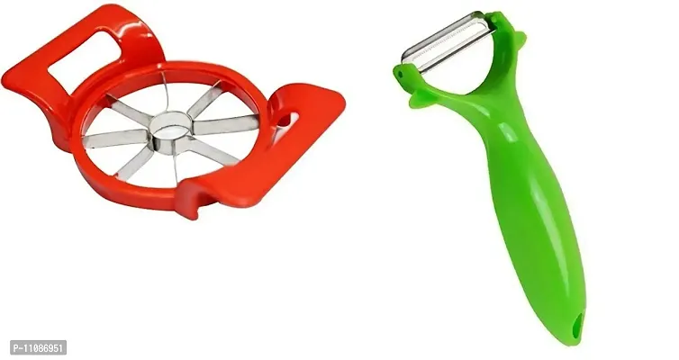 Kamview Combo of Apple Cutter Fruits Slicer with Fruits Vegetables Peeler for Kitchen (Pack of 2, Multicolour)