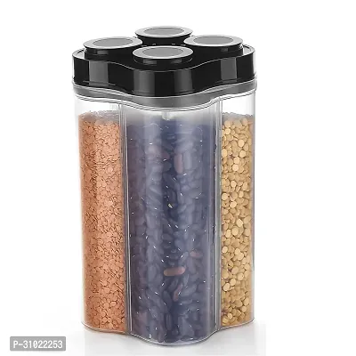 Stylish 4 Section Storage Container Jar for Cereal  with Lid, 2500 Ml-thumb0