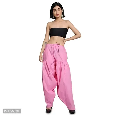 Draaz Impex Cotton Patiala Salwar (Pants) for Women's Premium Cotton Readymade Salwar Free Size Pink