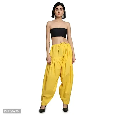 Draaz Impex Cotton Patiala Salwar (Pants) for Women's Premium Cotton Readymade Salwar Free Size Yellow-thumb0