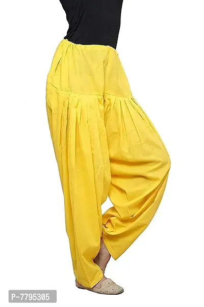 Patiyala Hub Women's Plain Patiala Cotton Patiala Semi Patiala Salwar Without Dupatta(Size: Free Size, Length: 41 Inches) (Cotton, Yellow)-thumb3