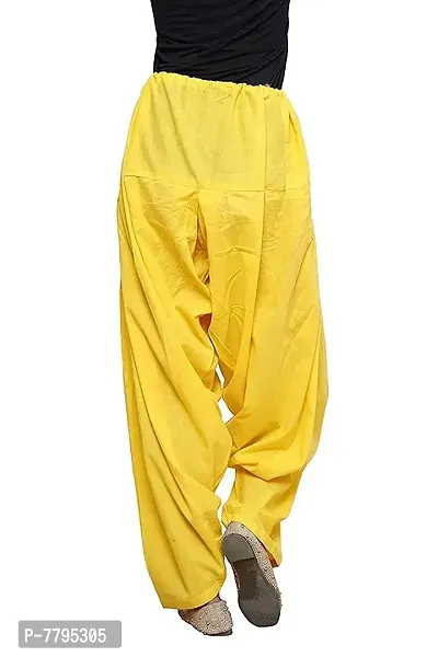 Patiyala Hub Women's Plain Patiala Cotton Patiala Semi Patiala Salwar Without Dupatta(Size: Free Size, Length: 41 Inches) (Cotton, Yellow)-thumb2