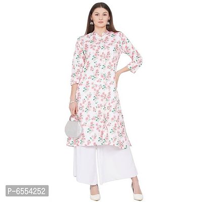 Designer Japanese Floral A-Line Kurta with Straight Sleeves-thumb0