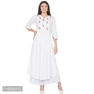 Floral Summer Embroidered Cotton Flex Kurti-thumb0