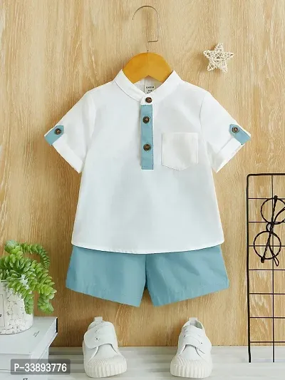 Stylish White Cotton Blend Shirts with Shorts For Kids