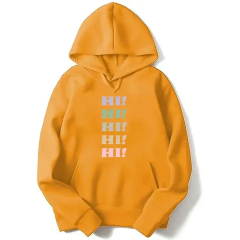 Womens Full Sleeves Hi Hi Hi Hooded Sweatshirt (Mustard)