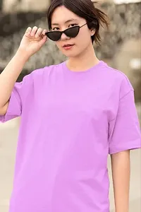 Womens Printed Round Neck Poly Cotton Oversize T-Shirt-thumb3